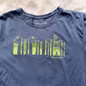 Life Is Good Ride In The Woods Blue Crusher Lite Short Sleeve T-shirt